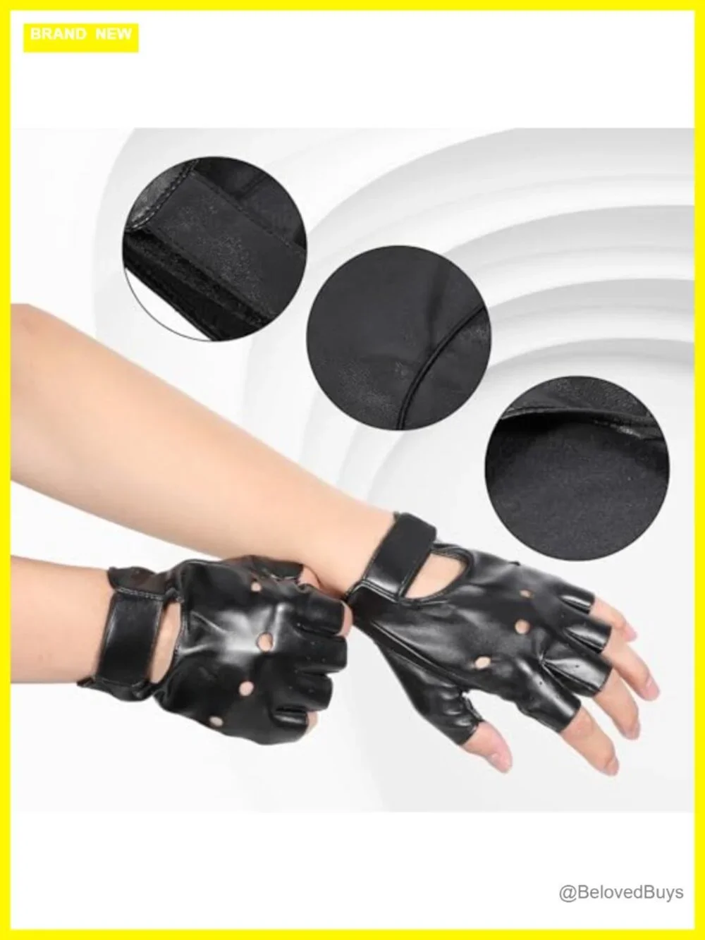 Fingerless Faux Leather Gloves with Rivets Punk Gothic Half Finger